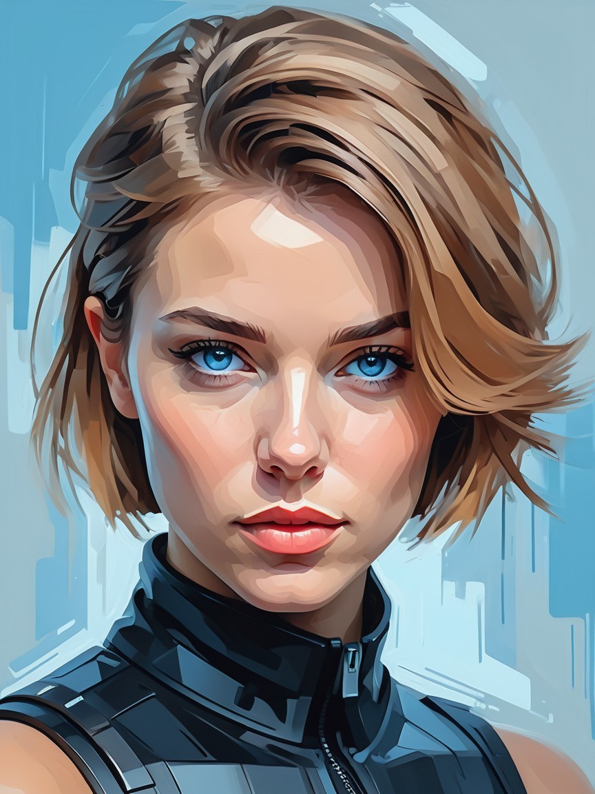 Digital portrait of a confident young woman in black