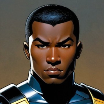 Confident Superhero Character in Futuristic Suit