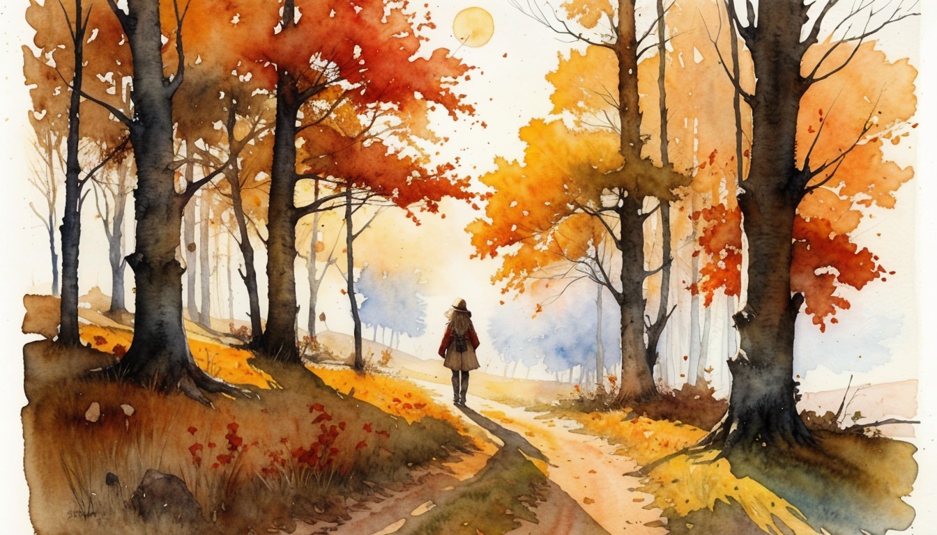 Serene Autumn Landscape with Vibrant Foliage and Path