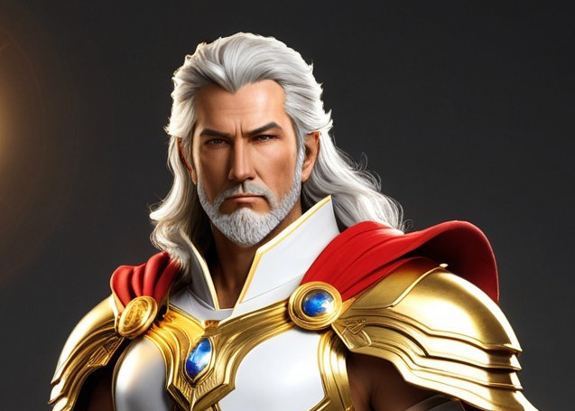 Majestic Figure in Ornate Armor with Regal Cape