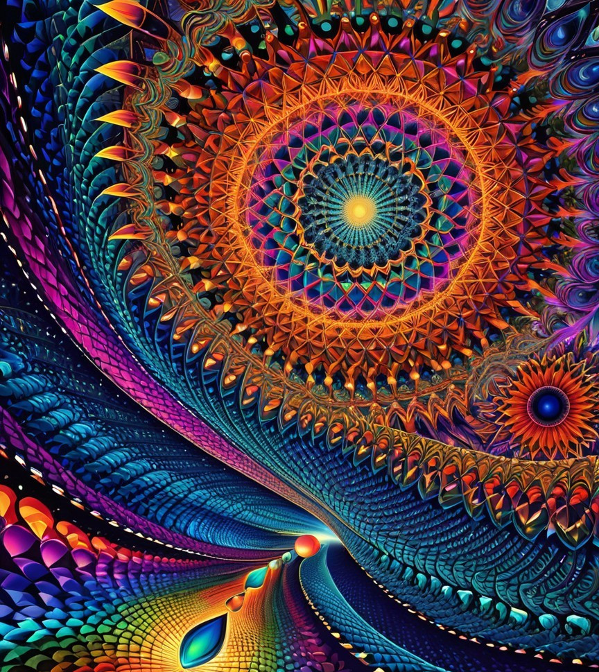 Vibrant Artwork with Geometric Patterns and Colors