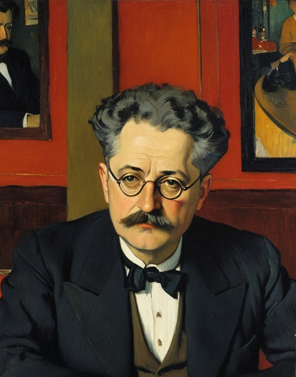 Man with Mustache and Glasses in Formal Suit