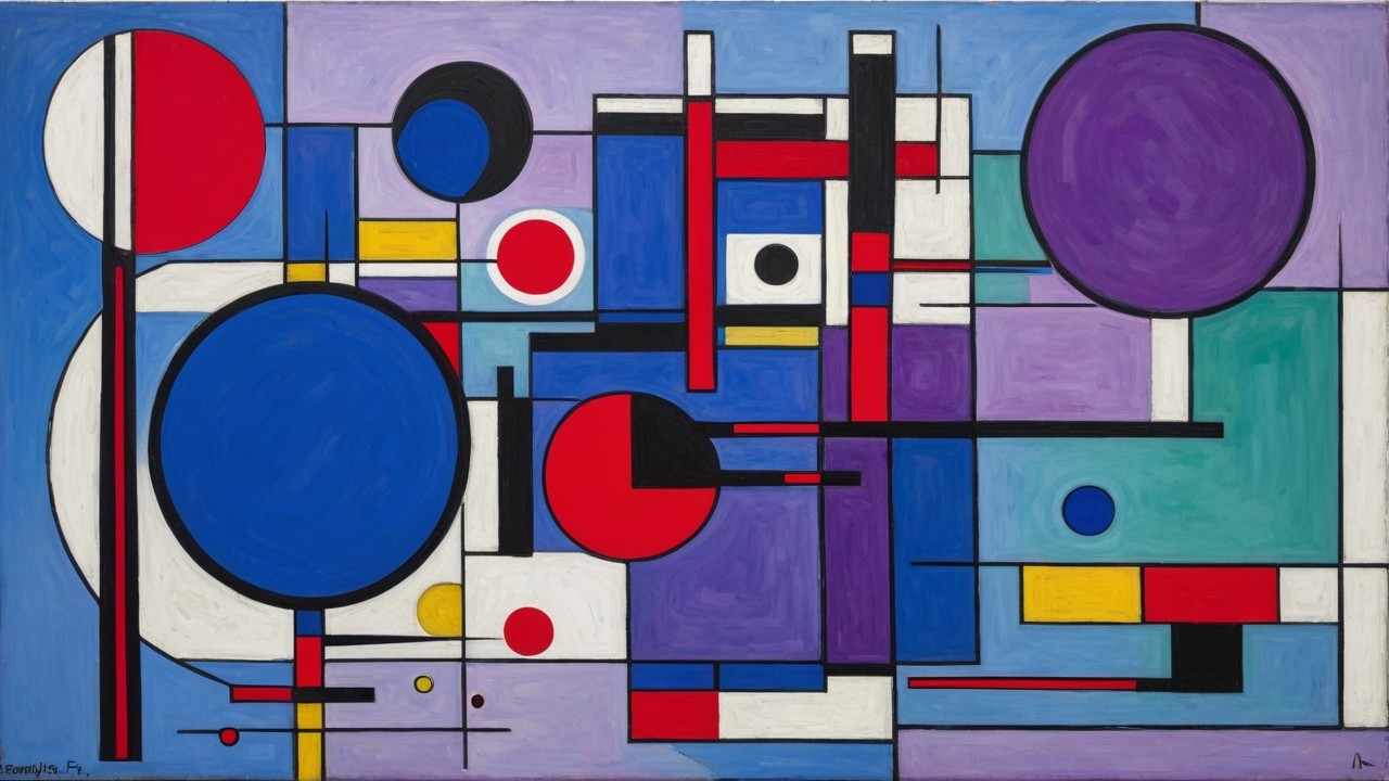 Vibrant Abstract Artwork with Geometric Shapes