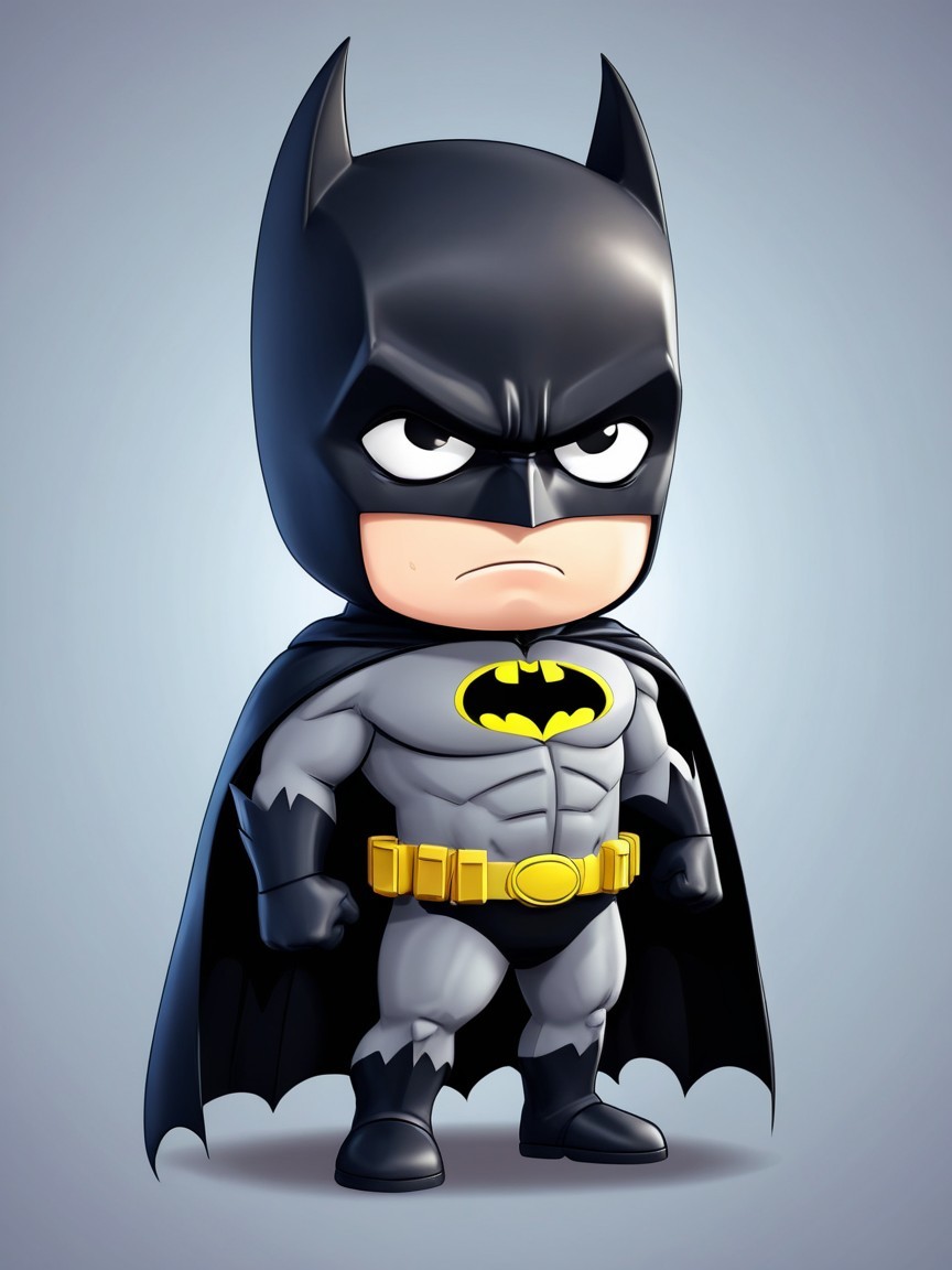 Chibi-Style Superhero with Batman Inspiration
