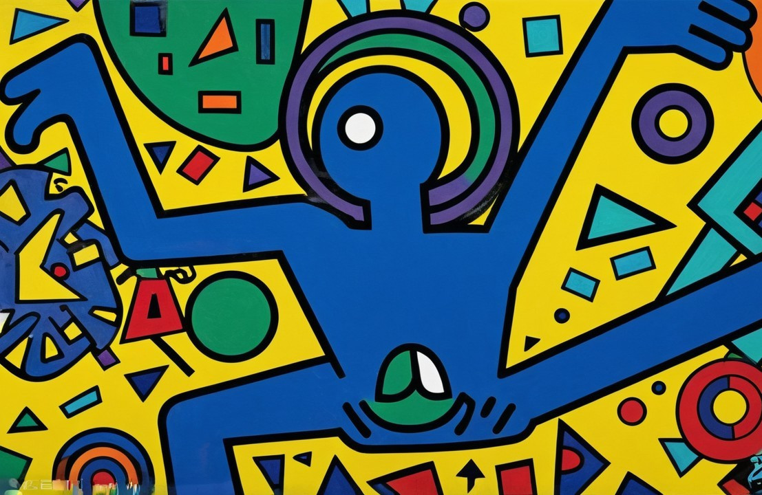 Vibrant Pop Art Painting with Geometric Shapes