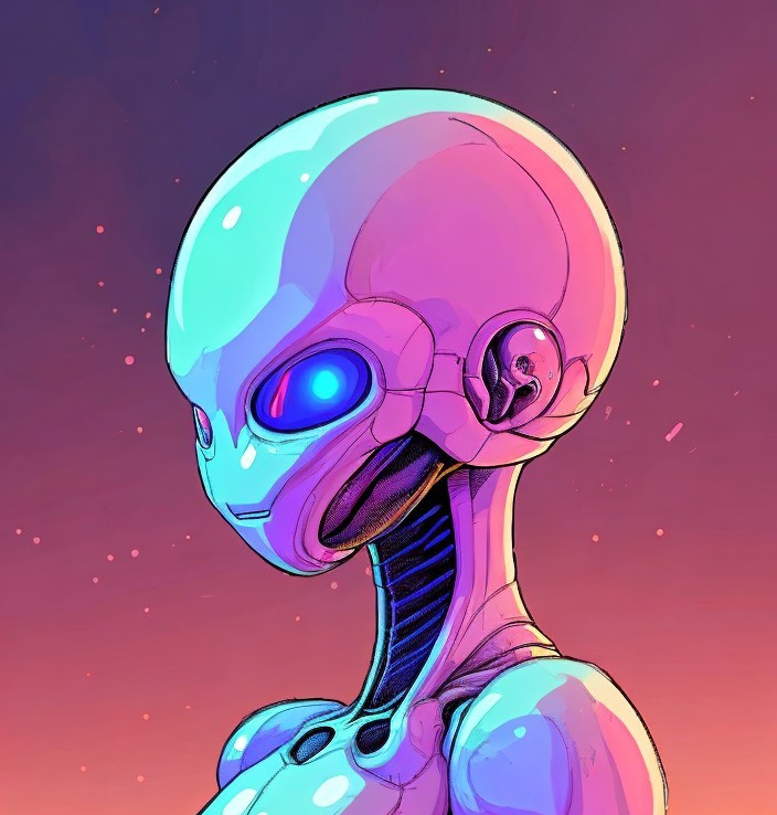 Futuristic humanoid robot with glowing blue eyes