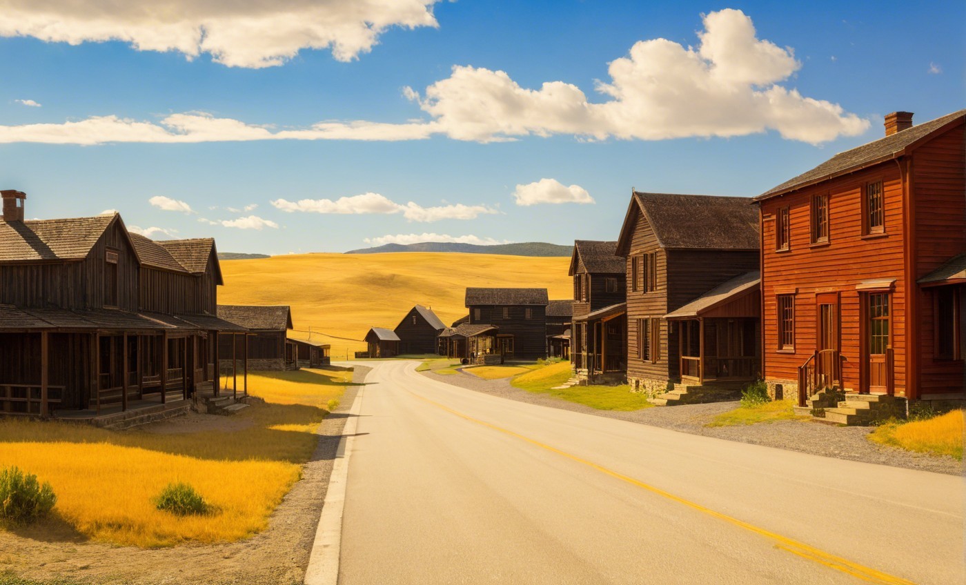 Deserted Street in a Nostalgic Western Town Setting