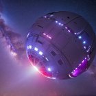 Futuristic Spherical Object with Glowing Lights and Design