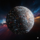 Futuristic Spherical Space Station with Metallic Design