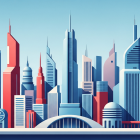 Vibrant City Skyline with Modern Skyscrapers and Designs