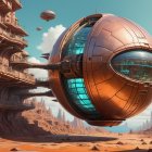 Futuristic Copper-Colored Spaceship Design Features