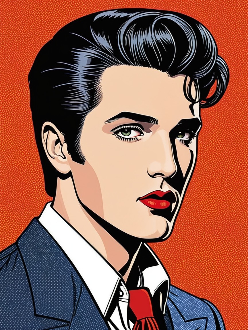 Stylized Pop-Art Portrait of a Young Man in Suit