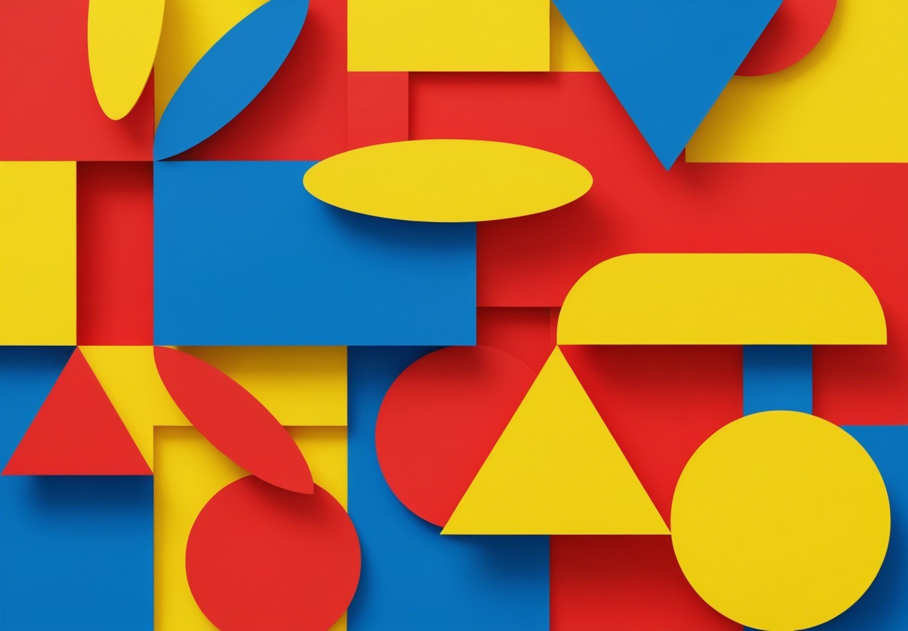 Vibrant Geometric Shapes in Bold Colors and Abstract Design