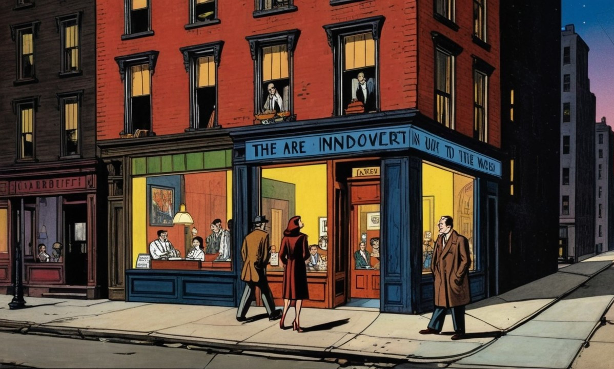 Illustration of a City Street Corner at Dusk