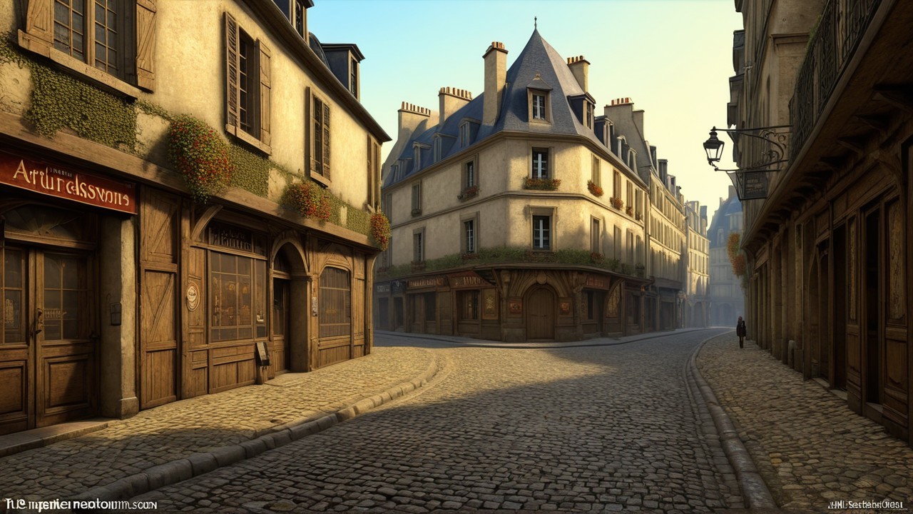 Charming Vintage Buildings on a Serene Cobblestone Street