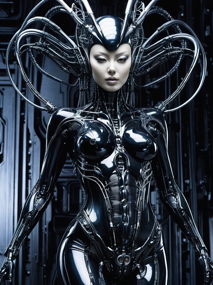 Hyperrealistic Cyberpunk Android in Futuristic Armor