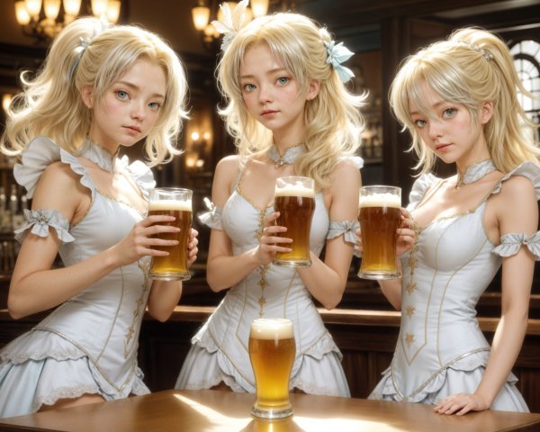 Three Women in Elegant Outfits at Sophisticated Bar