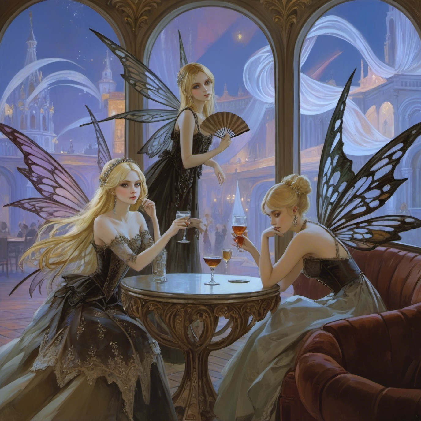 Elegant Fairy Characters in Enchanted Setting
