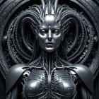 Futuristic humanoid robot with intricate design elements