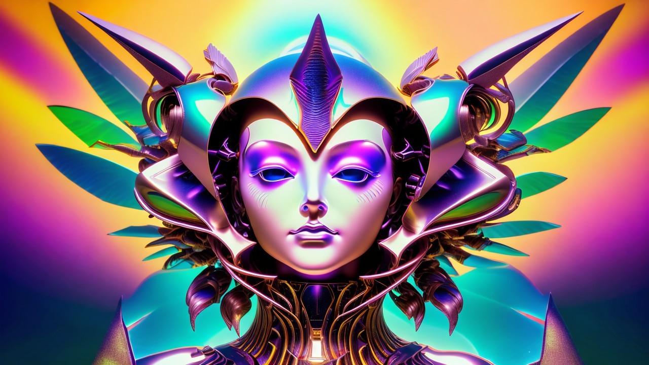 Cyberpunk Robot Woman Portrait with Metallic Features