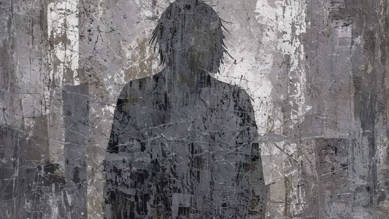 Abstract Silhouette on Grungy Textured Background