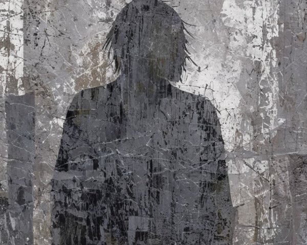 Abstract Silhouette on Grungy Textured Background