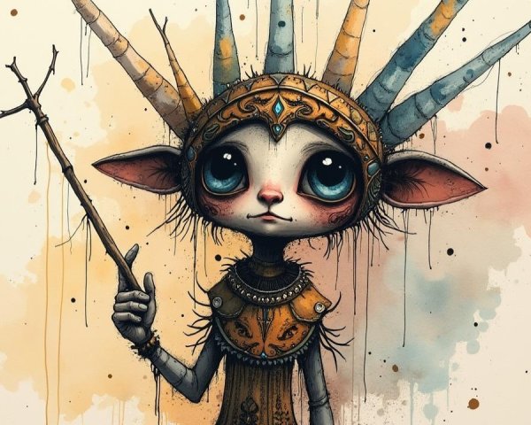 Whimsical Character in Colorful Armor and Crown