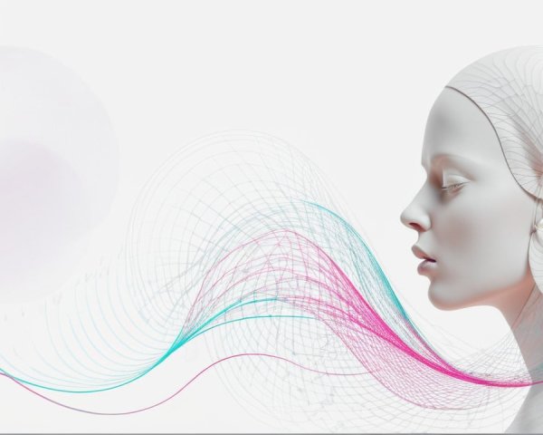 Futuristic Human Head Silhouette with Colorful Waves
