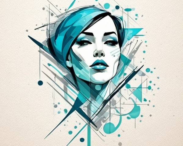 Digital Illustration of a Woman with Turquoise Headscarf