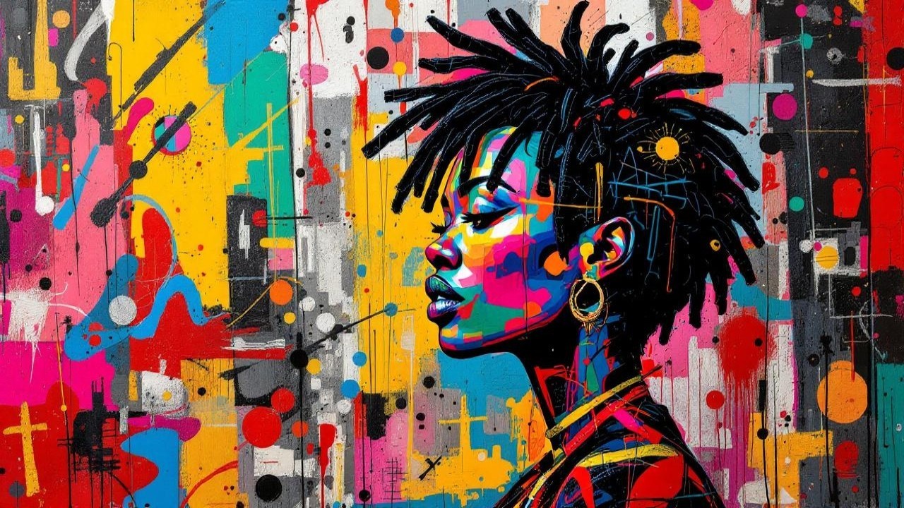 Vibrant Abstract Art of a Woman with Colorful Hair