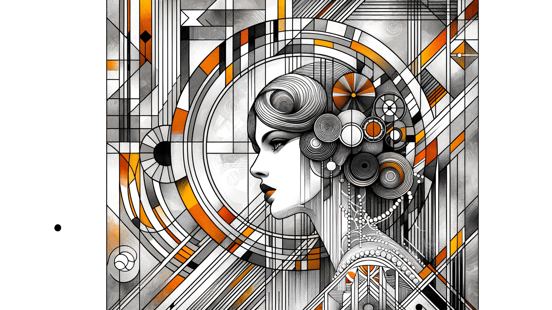 Monochromatic Woman's Profile with Geometric Patterns