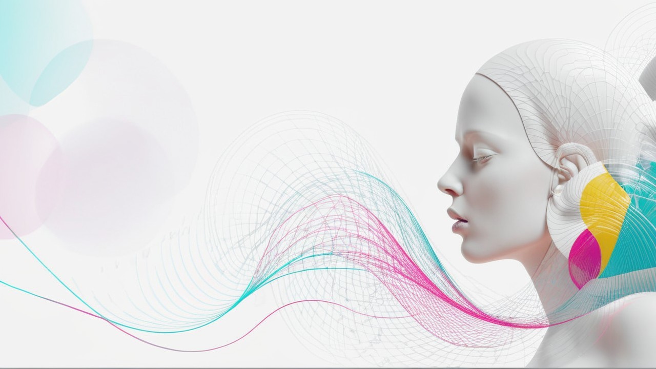 Futuristic Human Head Silhouette with Colorful Waves