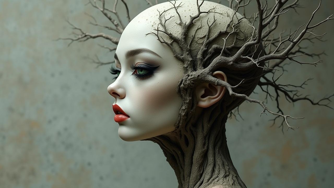 Sculpture of a Human-Nature Hybrid Figure