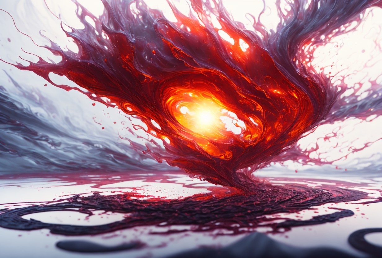 Dynamic Swirl of Red and Crimson Vortex Composition
