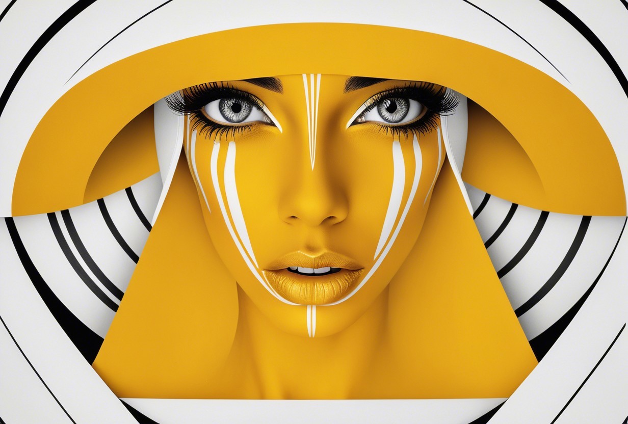 Bold Yellow Face with Intricate Design Elements