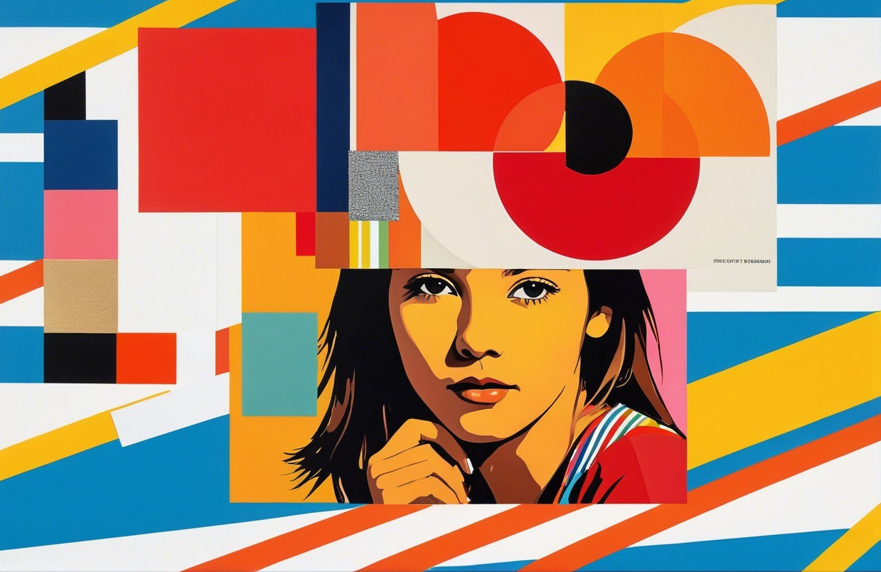 Vibrant Pop Art Composition with Geometric Shapes