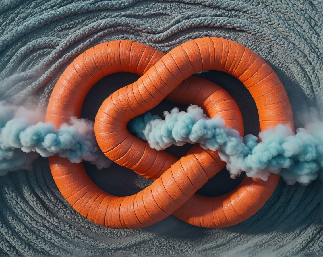 Vibrant Orange Infinity Loop with Blue Smoke Background