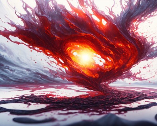 Dynamic Swirl of Red and Crimson Vortex Composition