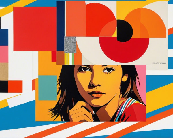 Vibrant Pop Art Composition with Geometric Shapes