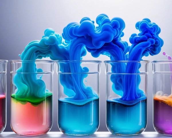 Transparent glasses with vibrant liquids and swirling colors