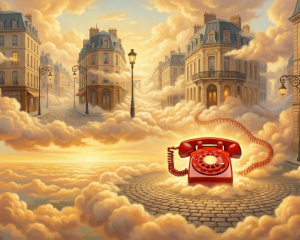 Ethereal Painting of Vibrant Sky and Quaint City Street