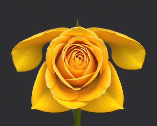 Vibrant Yellow Rose Blooming Against Dark Background