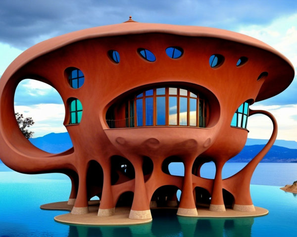 Modern Building with Organic, Sculptural Design