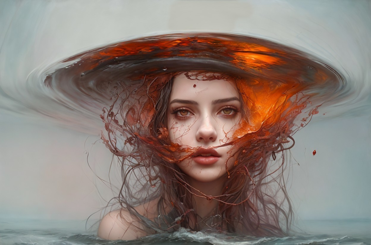 Surreal Portrait of a Woman with Ethereal Features