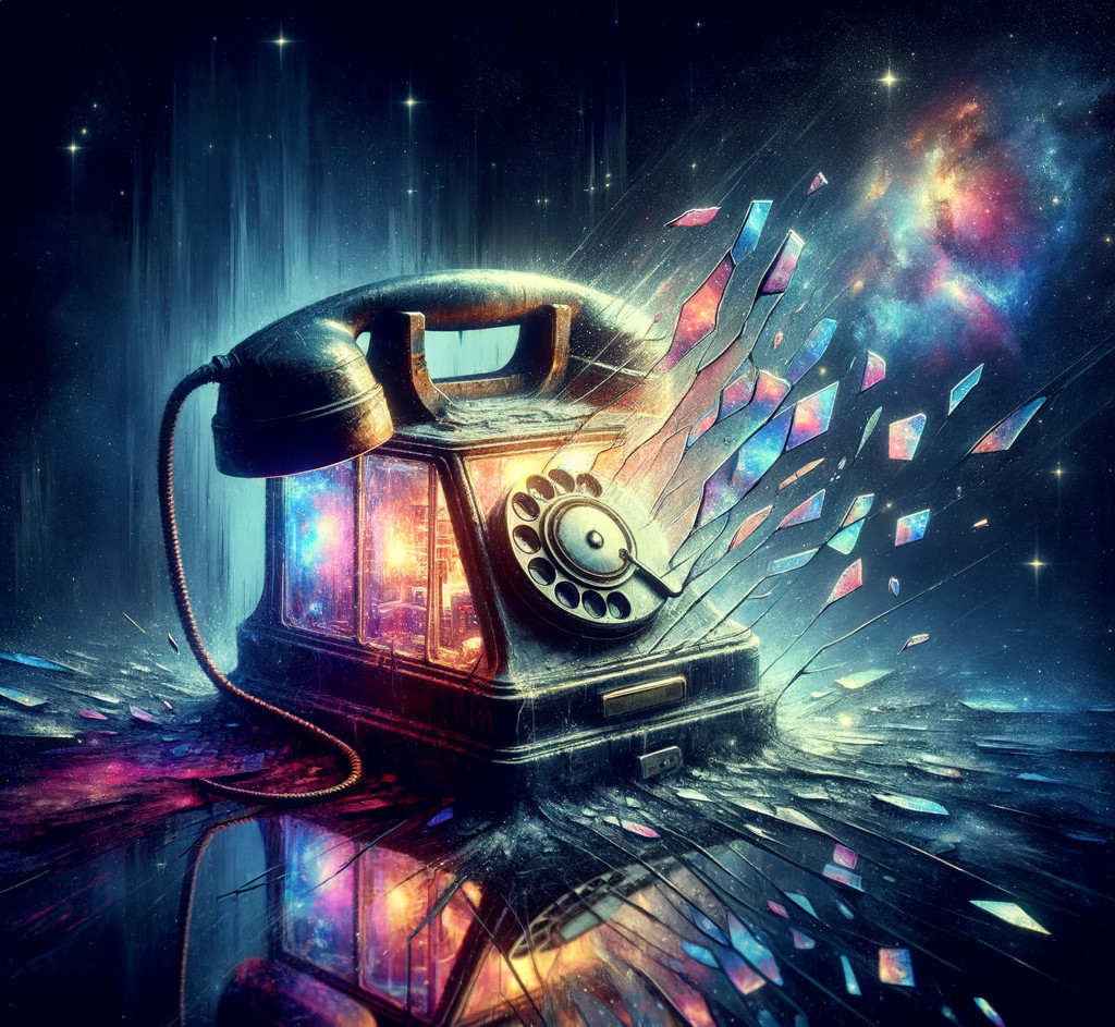 Vintage Telephone with Cosmic Energy and Starlit Background