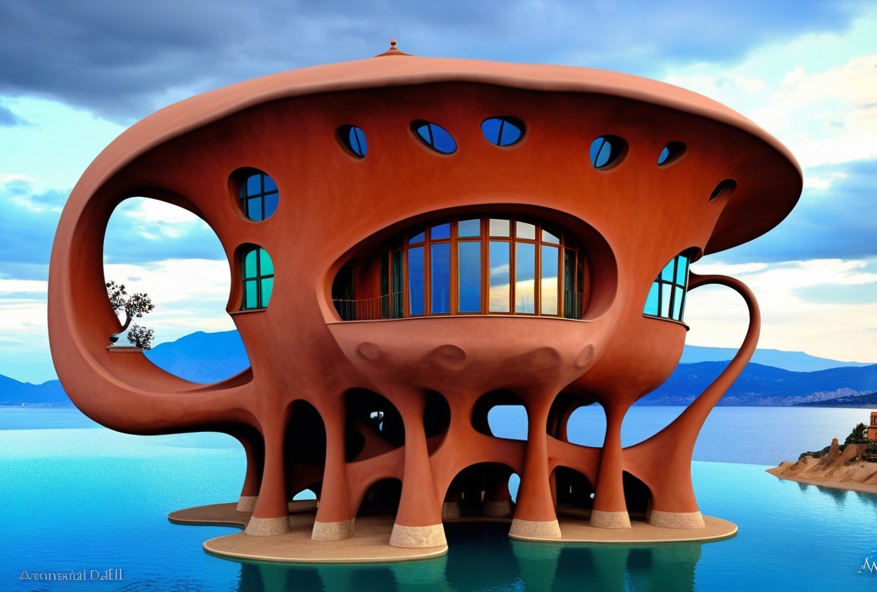 Modern Building with Organic, Sculptural Design