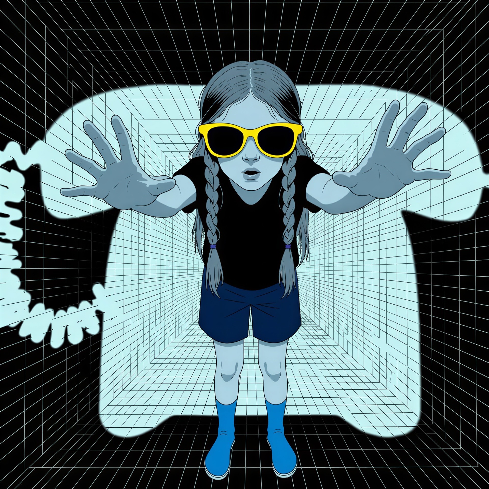 Conceptual Illustration of a Girl in Sunglasses and Boots