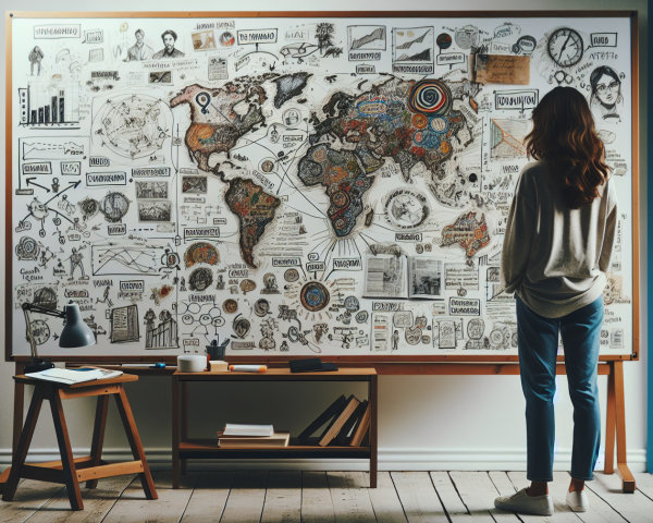 Creative World Map with Doodles and Illustrations