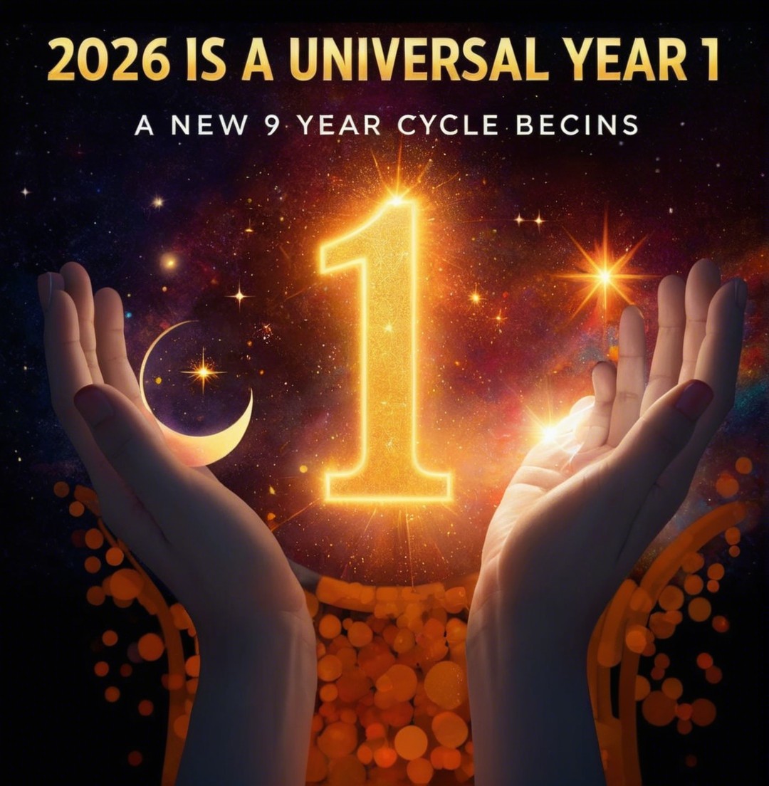 Golden Number 1 in Hands Against Cosmic Background