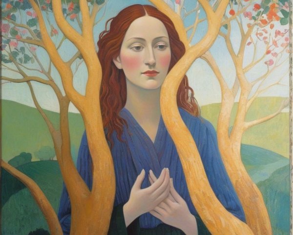Ethereal Portrait of Young Woman in Nature Setting
